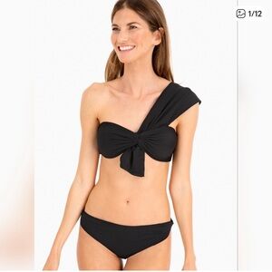 Marysia Swim Black venice knot tie one shoulder Bikini (size S top & M bottoms)